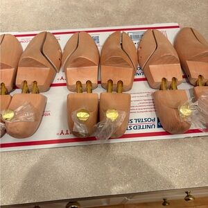 Wooden Shoe Trees with Gold Accents